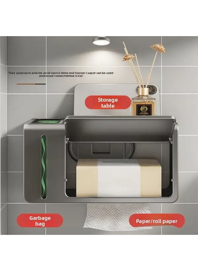 Gun Grey Wall Mounted Non Perforating Suction Cup Tissue Box Holder Modern Bathroom Storage - Image 1